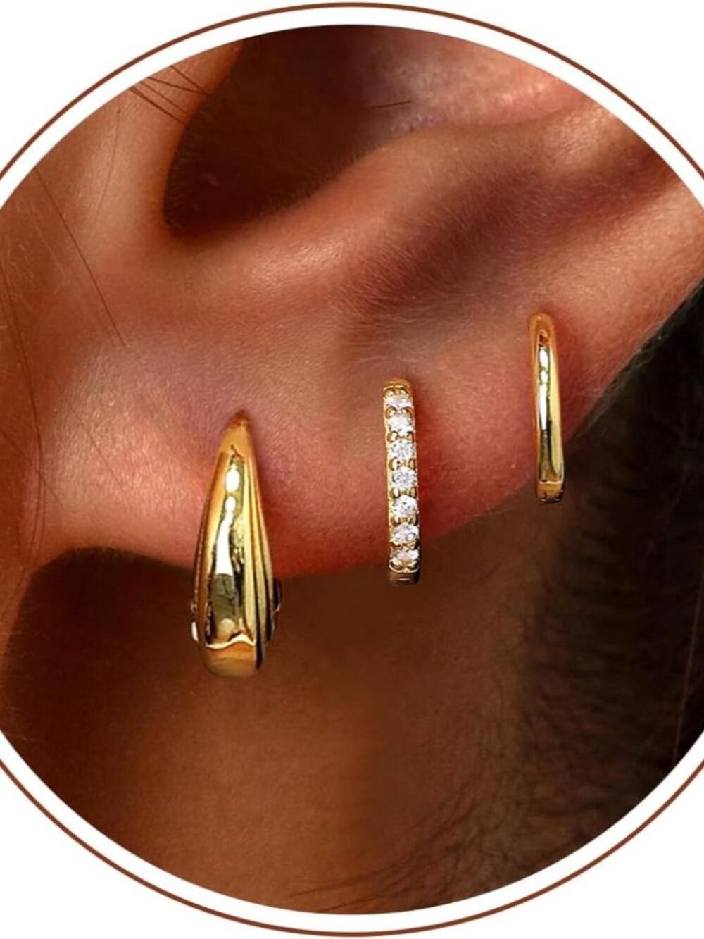 Small Sterling Silver Huggie Hoop Earrings Set for Women, Hypoallergenic 14K Gol